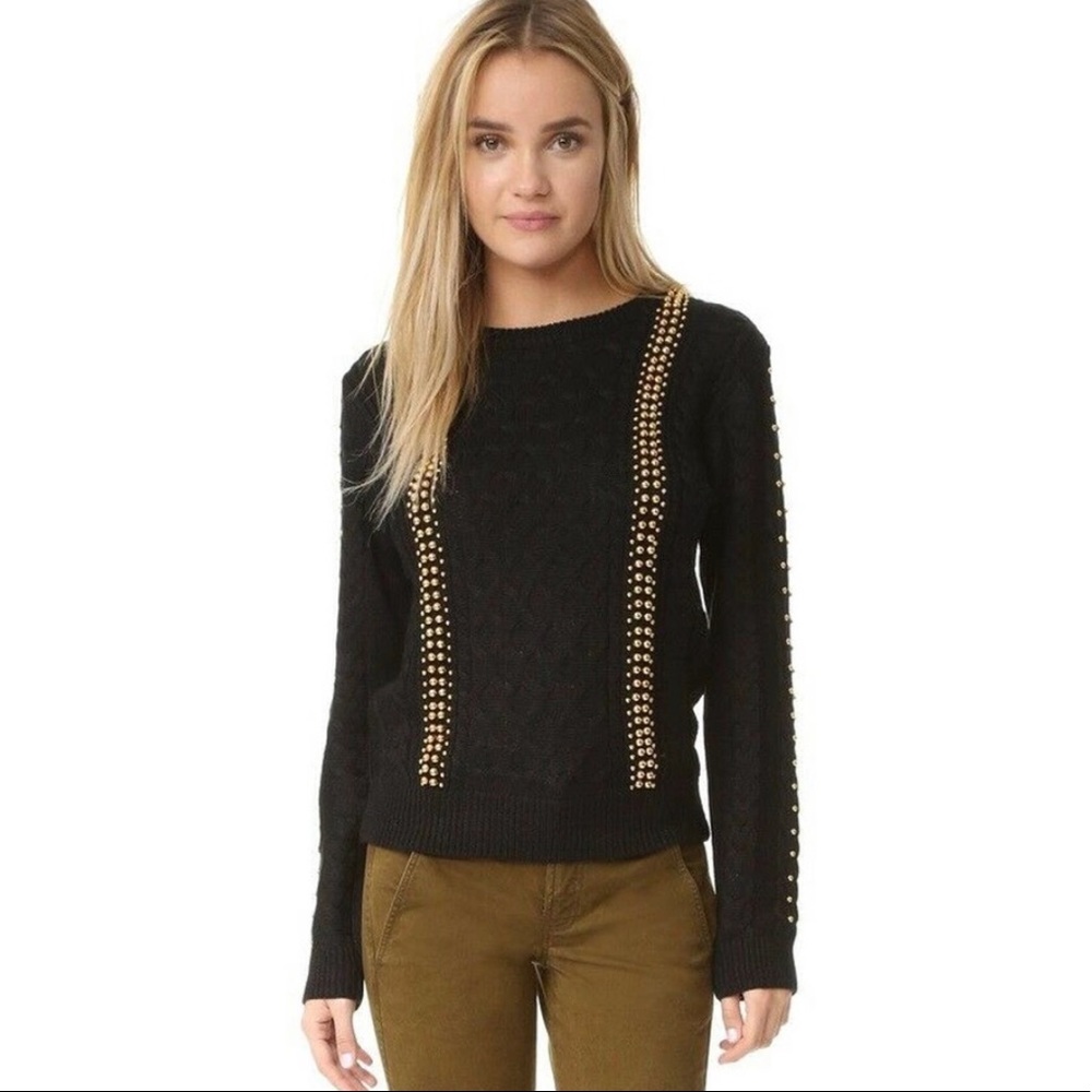 Endless Rose Black Sweater Gold Studded Beads